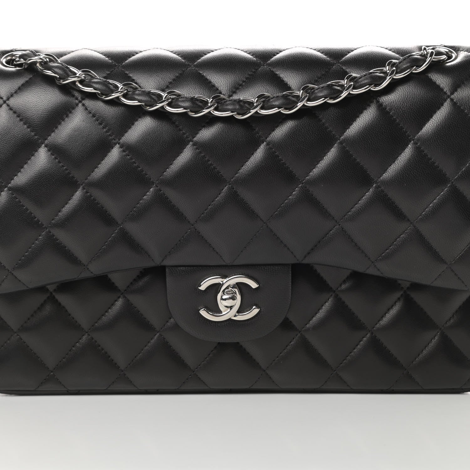 Chanel Lambskin Quilted Jumbo Double Flap Black 8 of 16