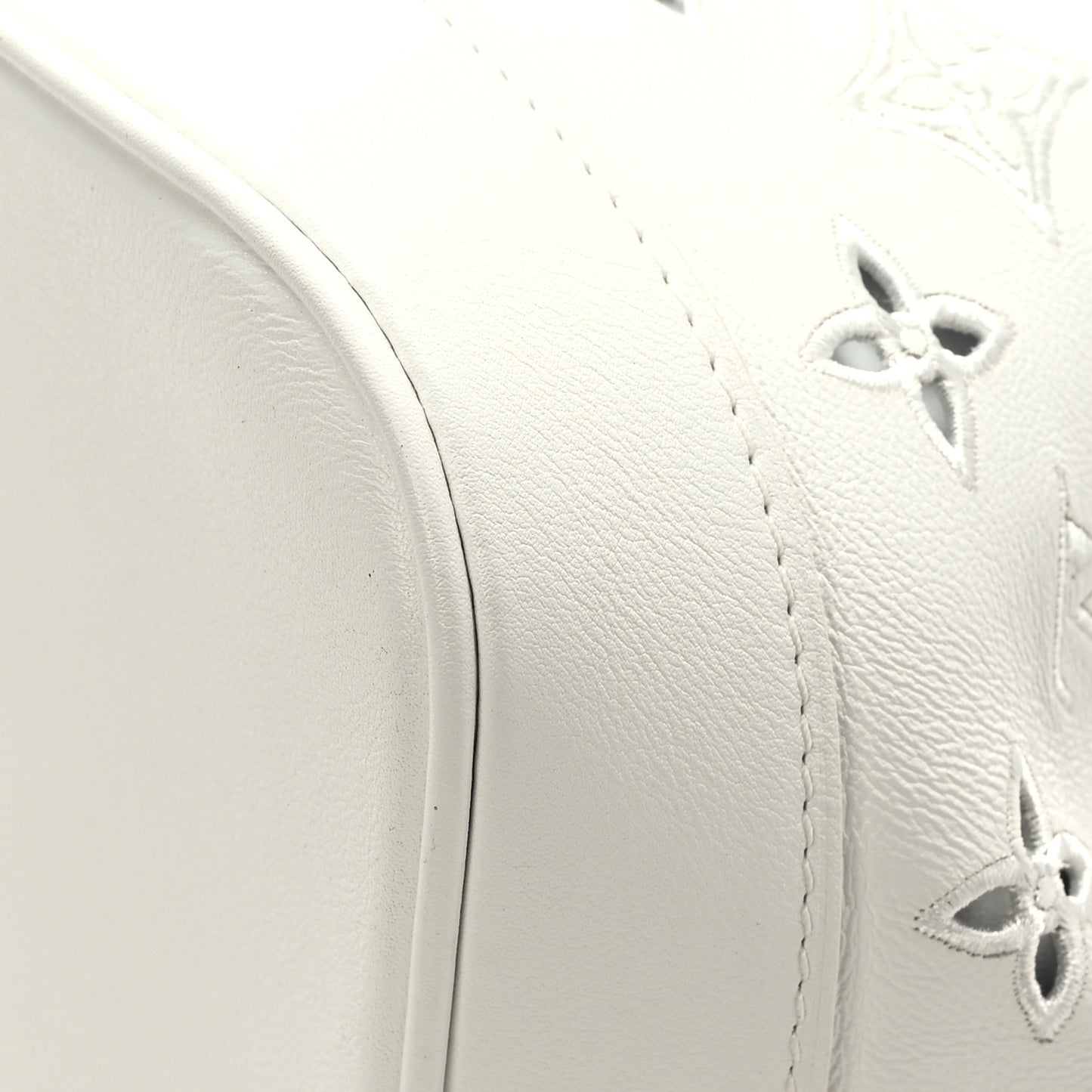 Calfskin Monogram Cutout Petit Noe White
