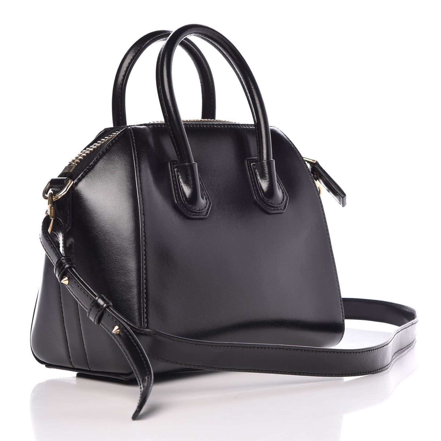 Shiny Lord Calfskin Mini Antigona Black