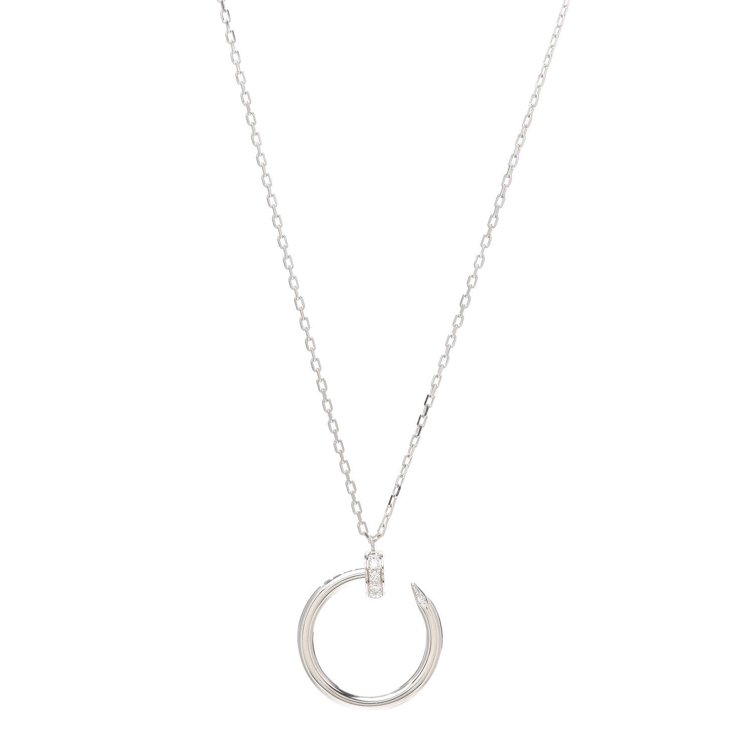 Cartier 18K White Gold Diamond Juste Un Clou Necklace 1 of 7