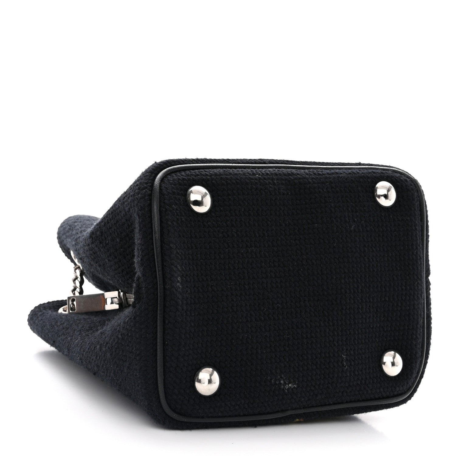 Saint Laurent Woven Wool Embroidered Baby Emmanuelle Bucket Bag Black 7 of 9