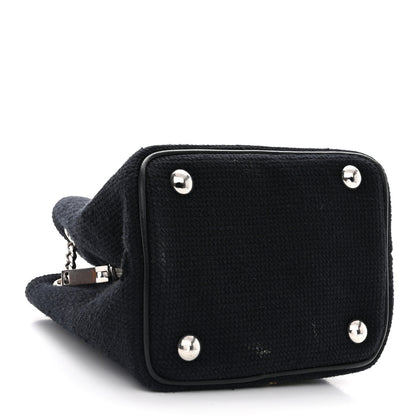 Saint Laurent Woven Wool Embroidered Baby Emmanuelle Bucket Bag Black 7 of 9