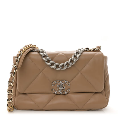 Chanel Lambskin Quilted Medium Chanel 19 Flap Dark Beige 1 of 10