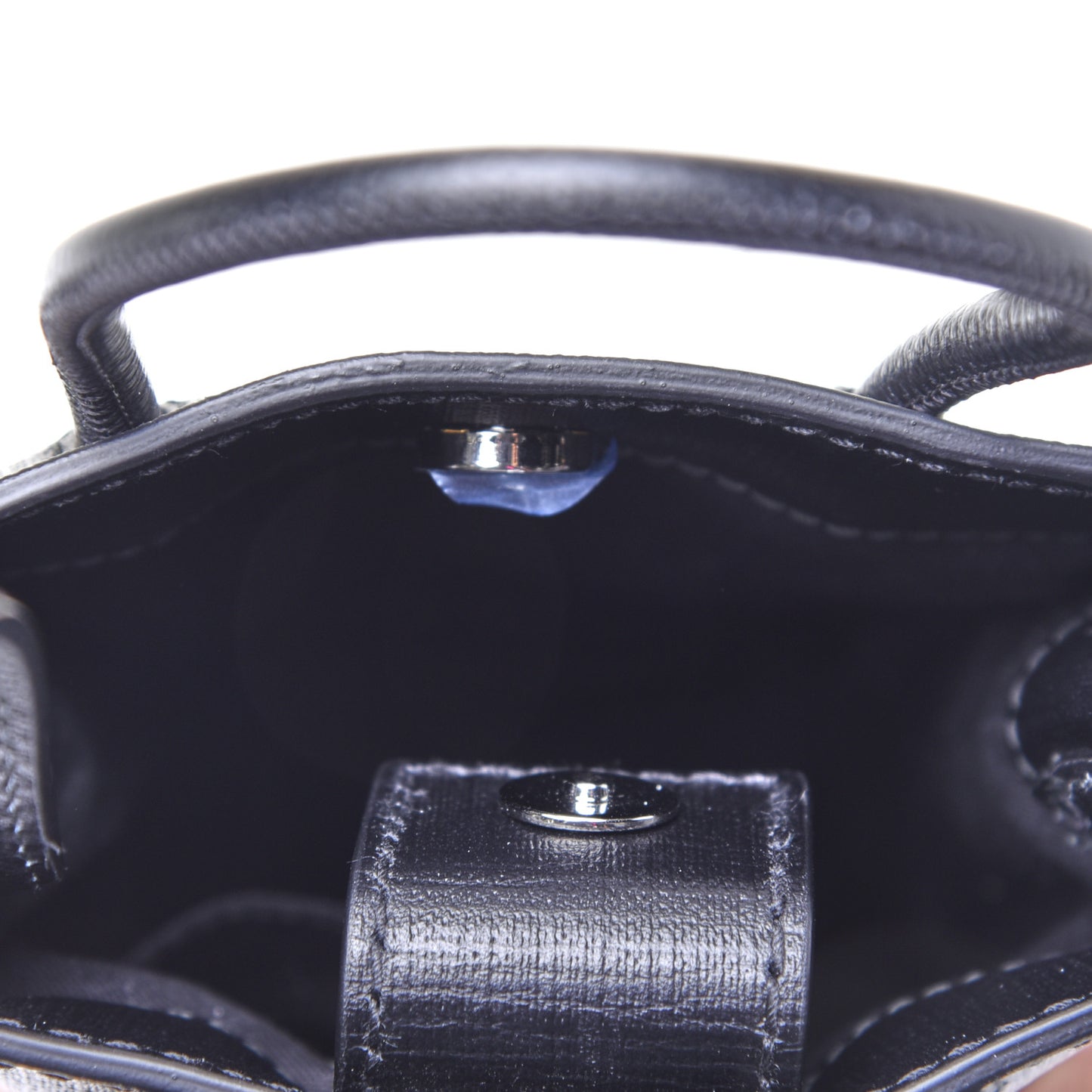 Squared Calfskin Logo Shopping Phone Holder Bag Black