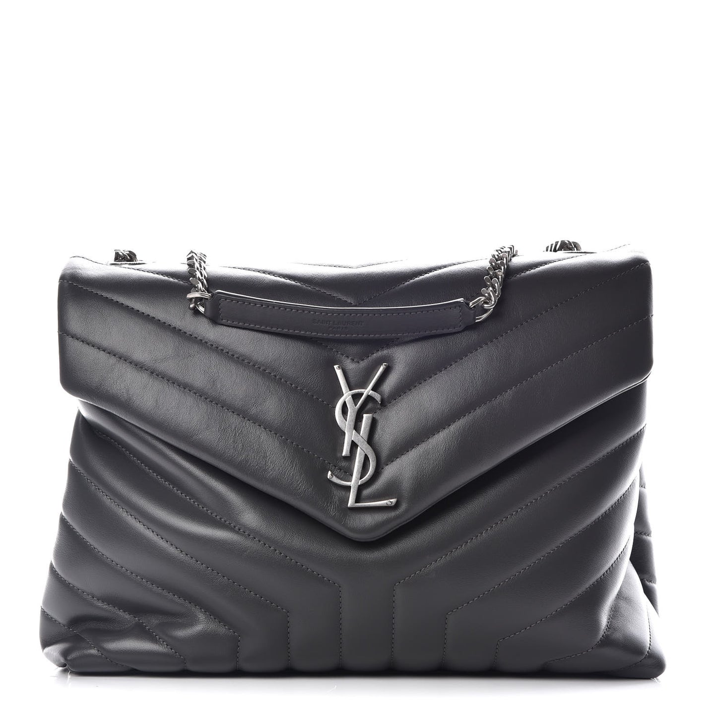Calfskin Y Quilted Monogram Medium Loulou Chain Satchel Asphalt