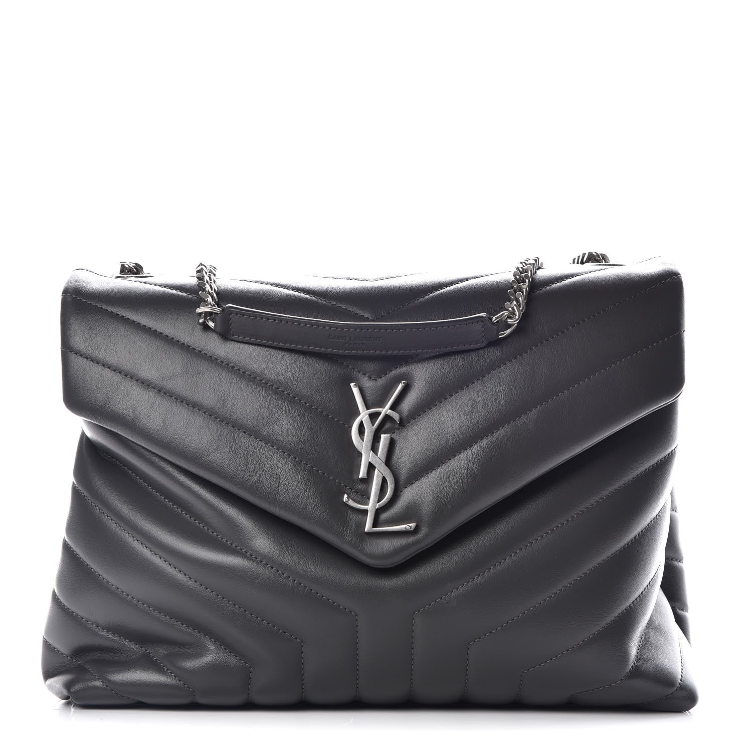 Saint Laurent Calfskin Y Quilted Monogram Medium Loulou Chain Satchel Asphalt 1 of 9