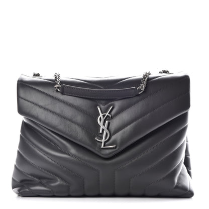 Saint Laurent Calfskin Y Quilted Monogram Medium Loulou Chain Satchel Asphalt 1 of 9