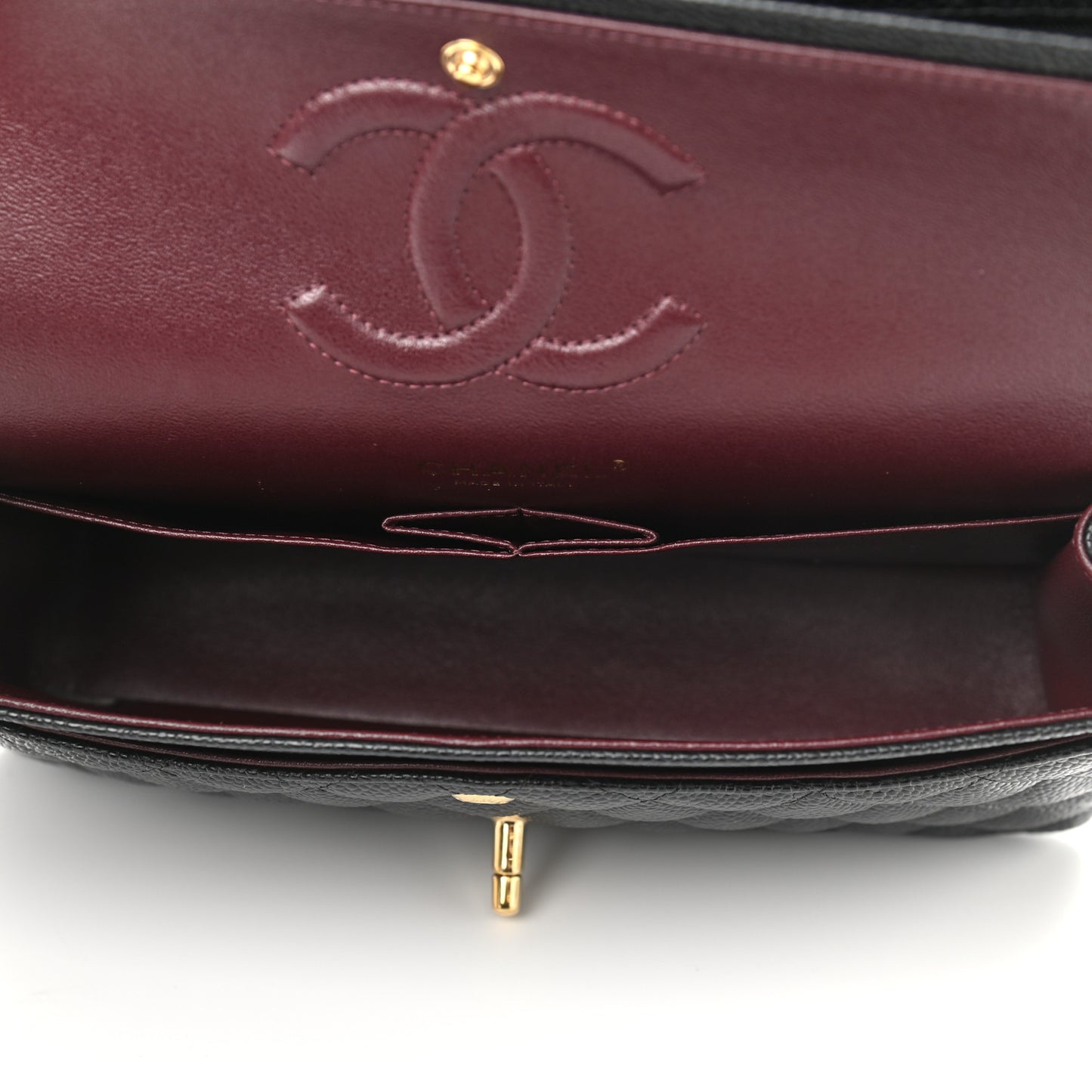 Caviar Quilted Medium Double Flap Black