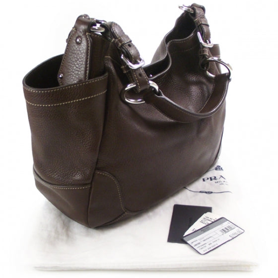 Prada Vitello Daino Hobo Brown 3 of 11
