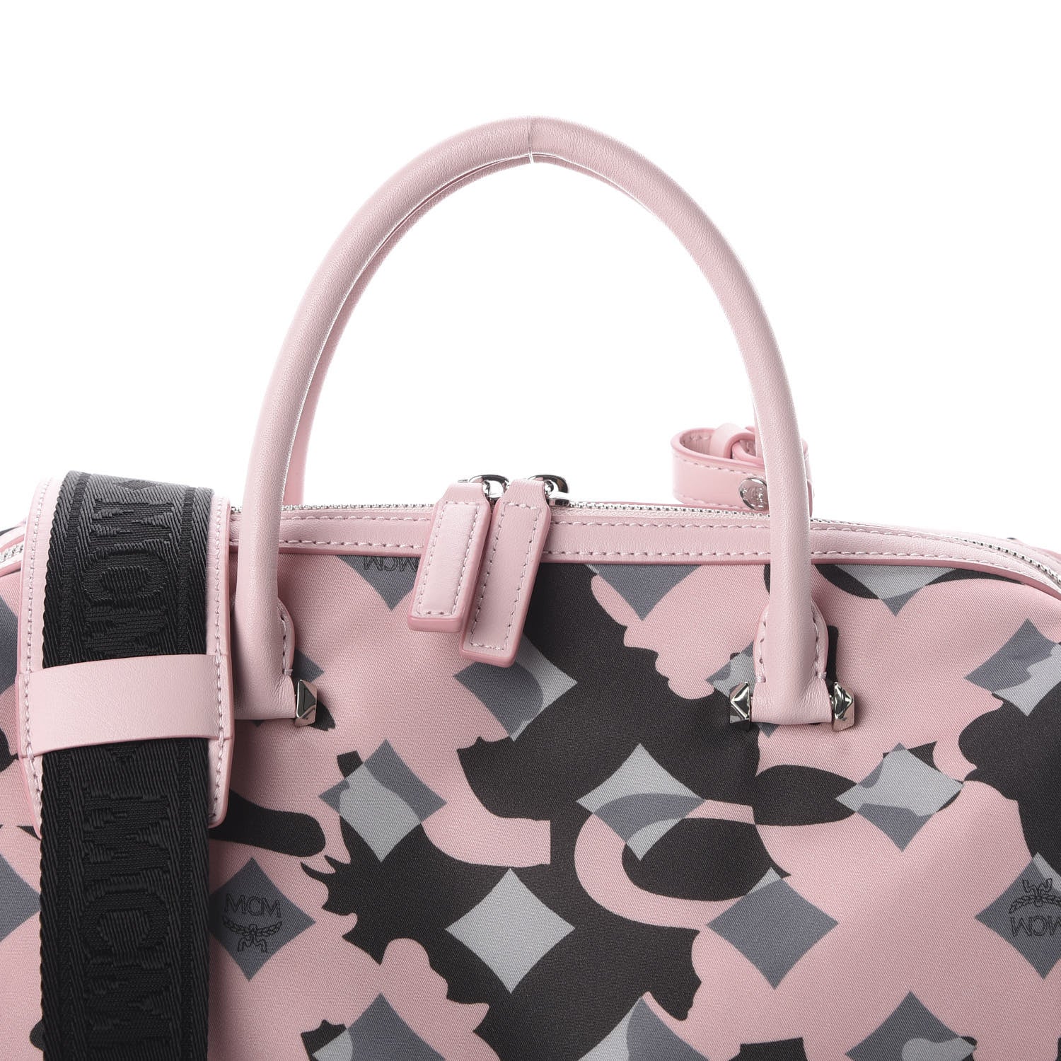 MCM Nylon Camo Top Handle Satchel Pink Blush 9 of 9