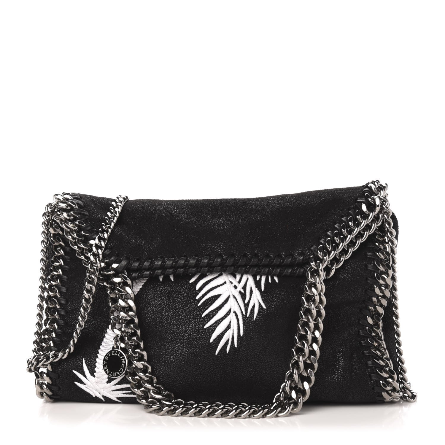 Stella McCartney Shaggy Deer Embroidered Palm Tree Mini Falabella Tote Black 1 of 11