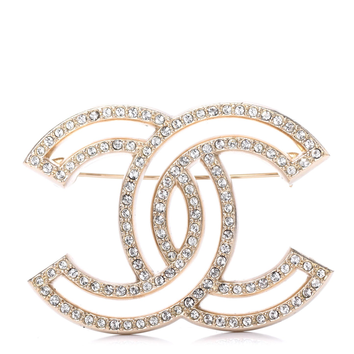 Crystal CC Brooch Light Gold