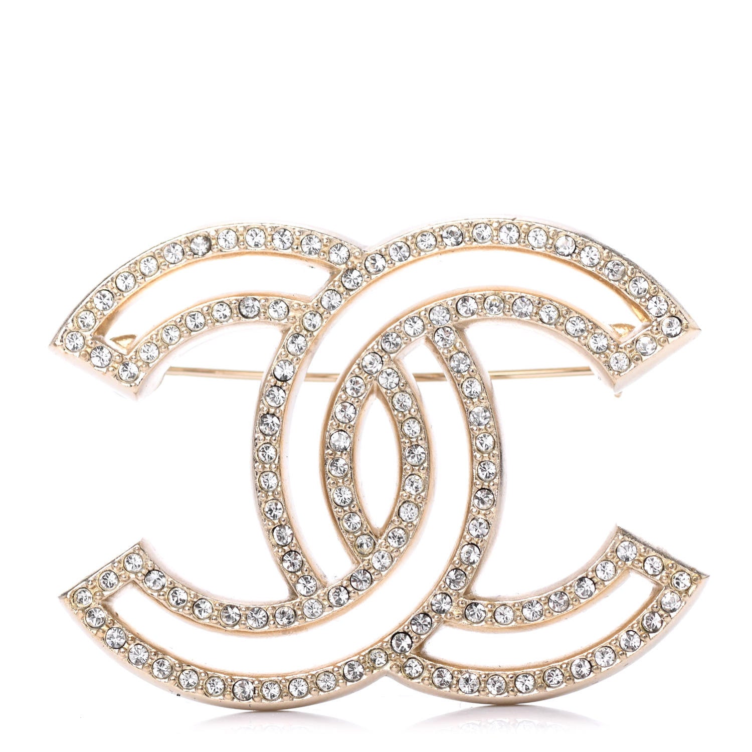Chanel Crystal CC Brooch Light Gold 1 of 4