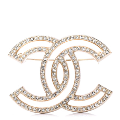 Chanel Crystal CC Brooch Light Gold 1 of 4