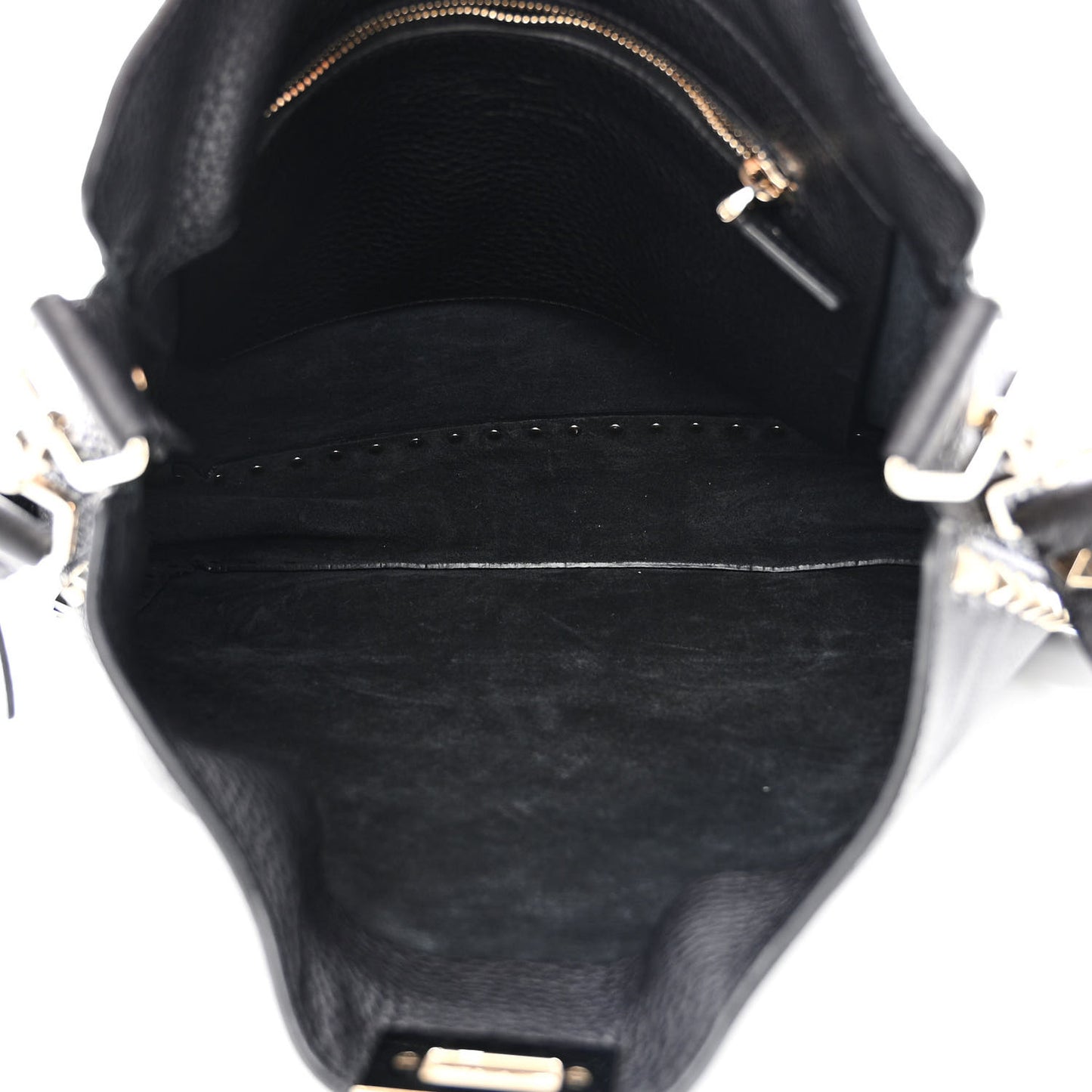 Pebbled Calfskin Small Rockstud Flip-Lock Messenger Bag Black