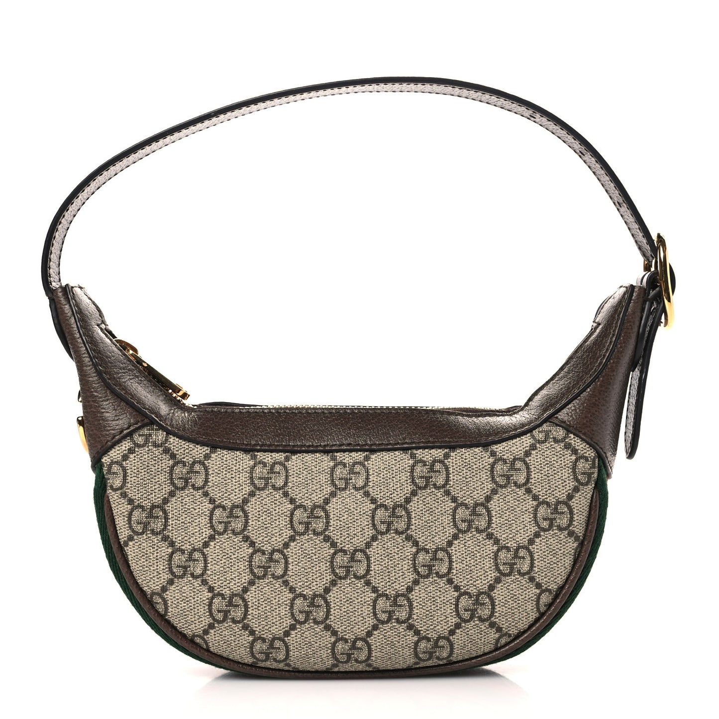 GG Supreme Monogram Textured Calfskin Web Mini Ophidia Half Moon Hobo Beige Ebony New Acero