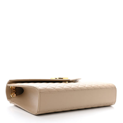 Saint Laurent Grain De Poudre Mixed Matelasse Large Triquilt Monogram Satchel Dark Beige 4 of 10