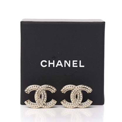 Chanel Crystal Pearl Chain Mania CC Earrings Gold 5 of 5