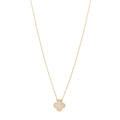 Van Cleef & Arpels 18K Yellow Gold Mother of Pearl Vintage Alhambra Pendant Necklace 1 of 6