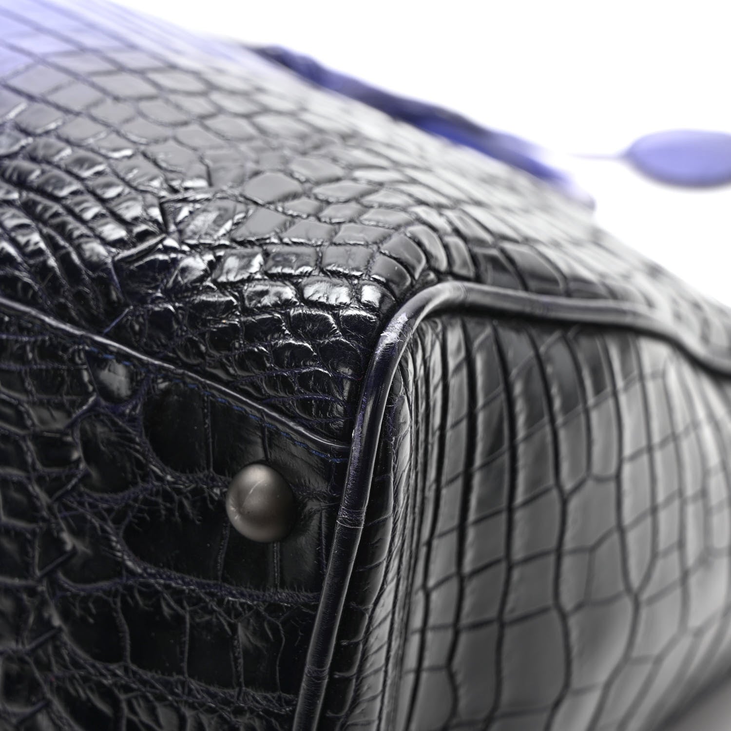 Bottega Veneta Crocodile Boston Purple Black 12 of 12