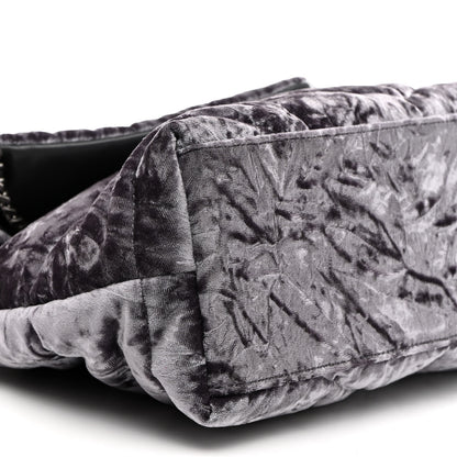 Saint Laurent Crushed Velvet Quilted Small Loulou Puffer Monogram Chain Satchel Iron Grey 10 of 11