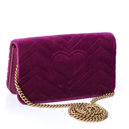 Gucci Velvet Matelasse GG Marmont Mini Bag Fuchsia Violet Cyclamen 2 of 8