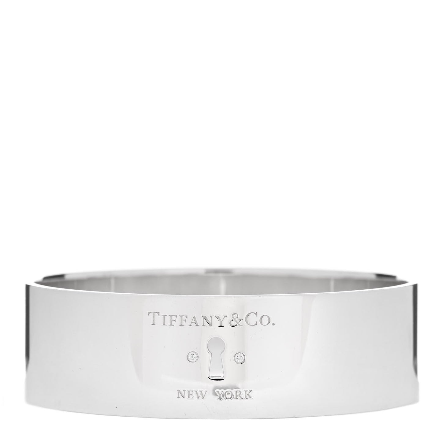 Sterling Silver Diamond Wide Locks Bangle Bracelet