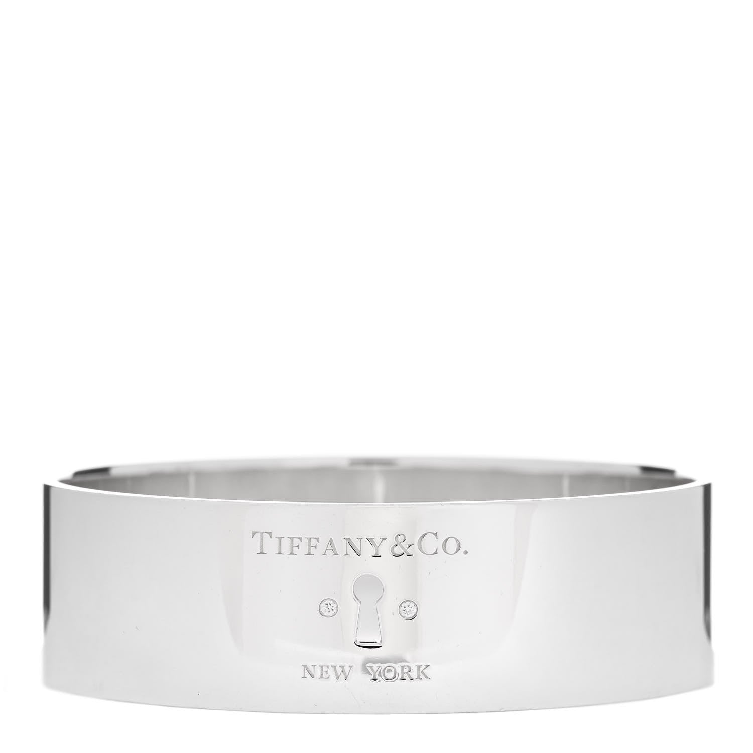 Tiffany Sterling Silver Diamond Wide Locks Bangle Bracelet 1 of 3