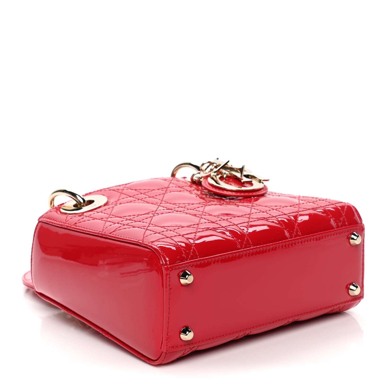 Christian Dior Patent Cannage Mini Lady Dior Red 3 of 5