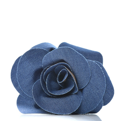 Chanel Denim Camellia Pin Brooch Blue 1 of 6