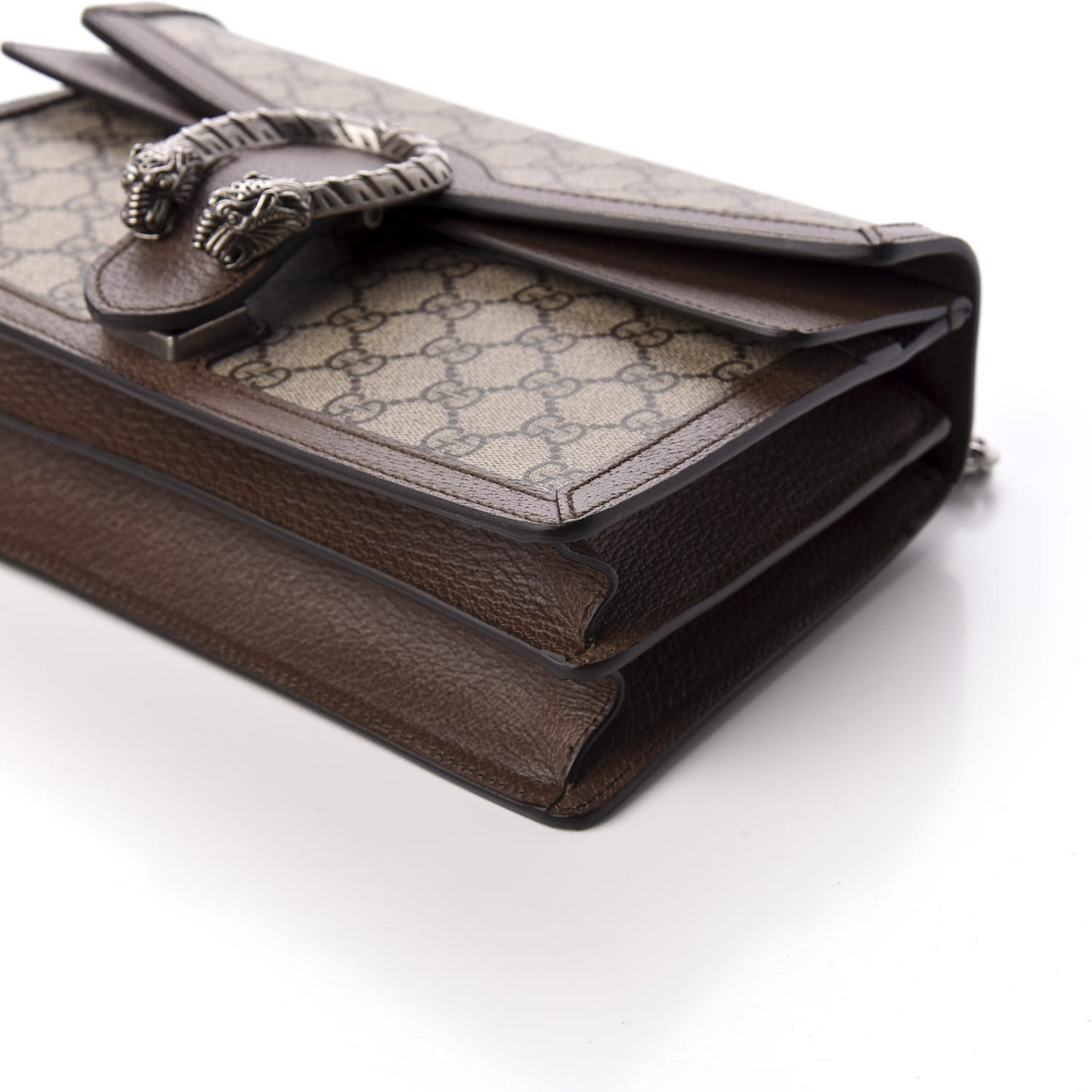 GG Supreme Monogram Textured Dollar Calfskin Top Handle Dionysus Shoulder Bag Beige Ebony New Acero