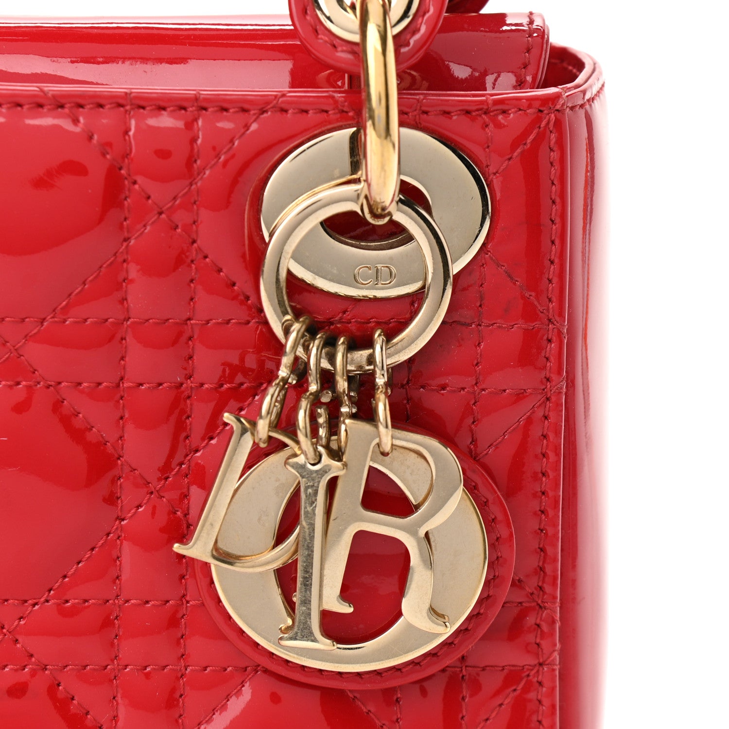 Christian Dior Patent Cannage Mini Lady Dior Red 7 of 9