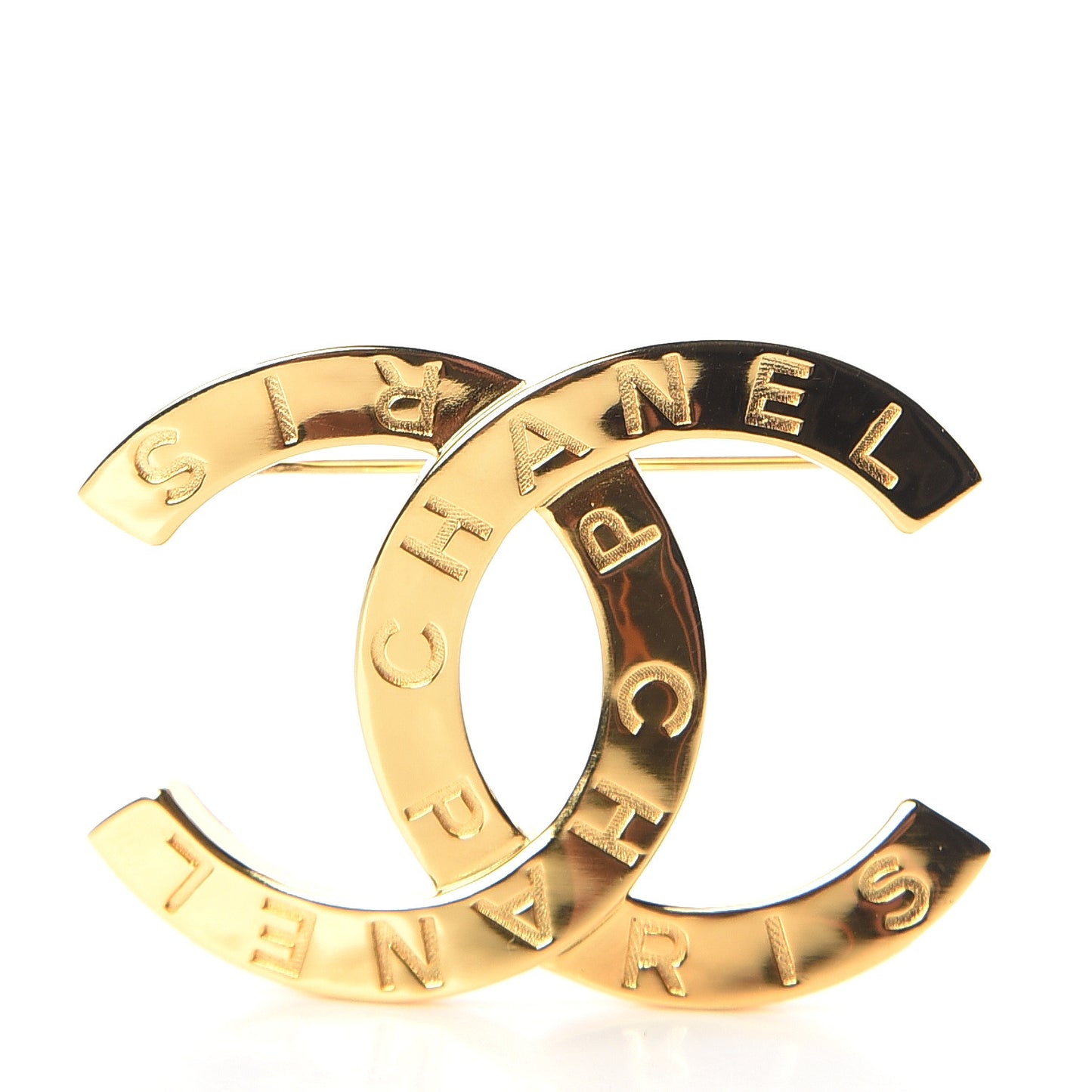 Metal Paris Button CC Large Brooch Gold