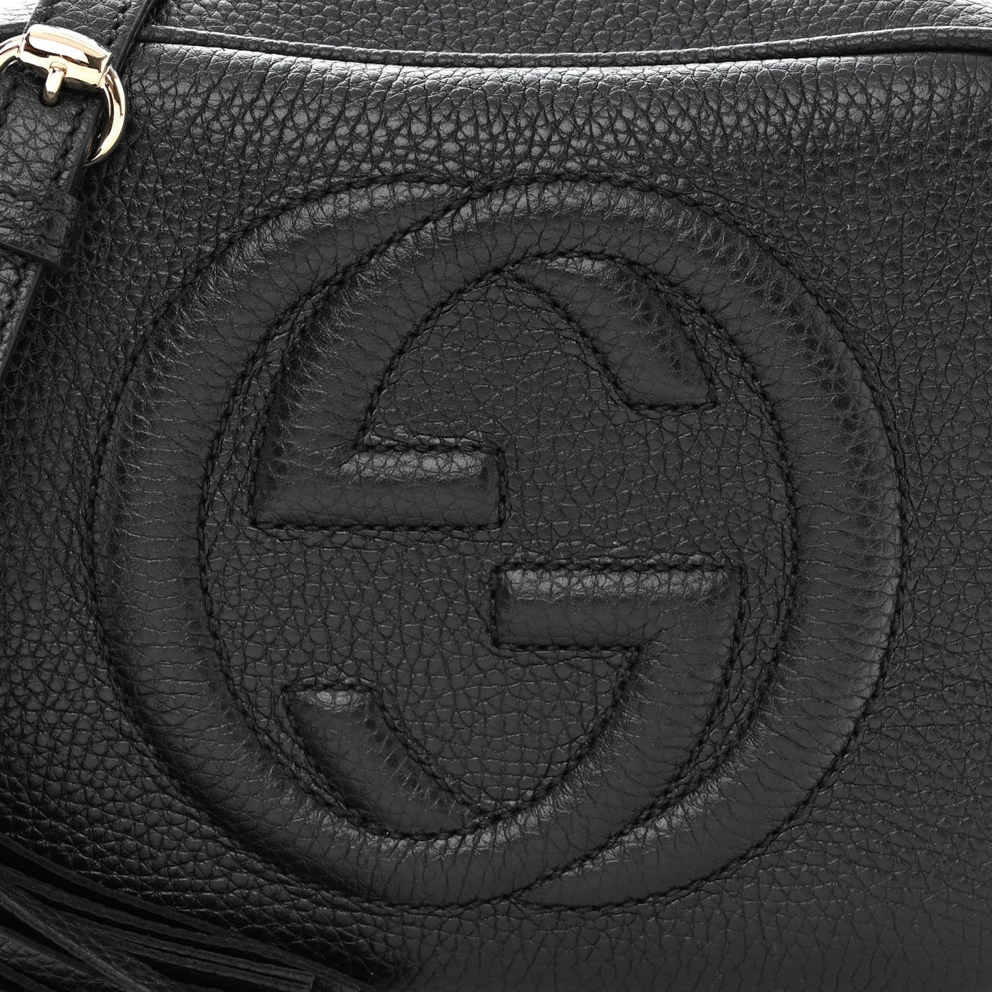 Pebbled Calfskin Small Soho Disco Bag Black