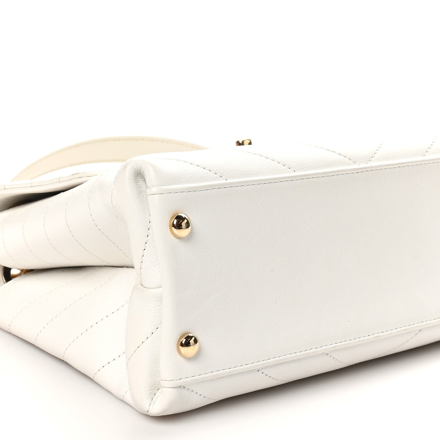 Chanel Grained Calfskin Small Chevron Chic Top Handle Flap White 9 of 11