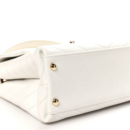 Chanel Grained Calfskin Small Chevron Chic Top Handle Flap White 9 of 11