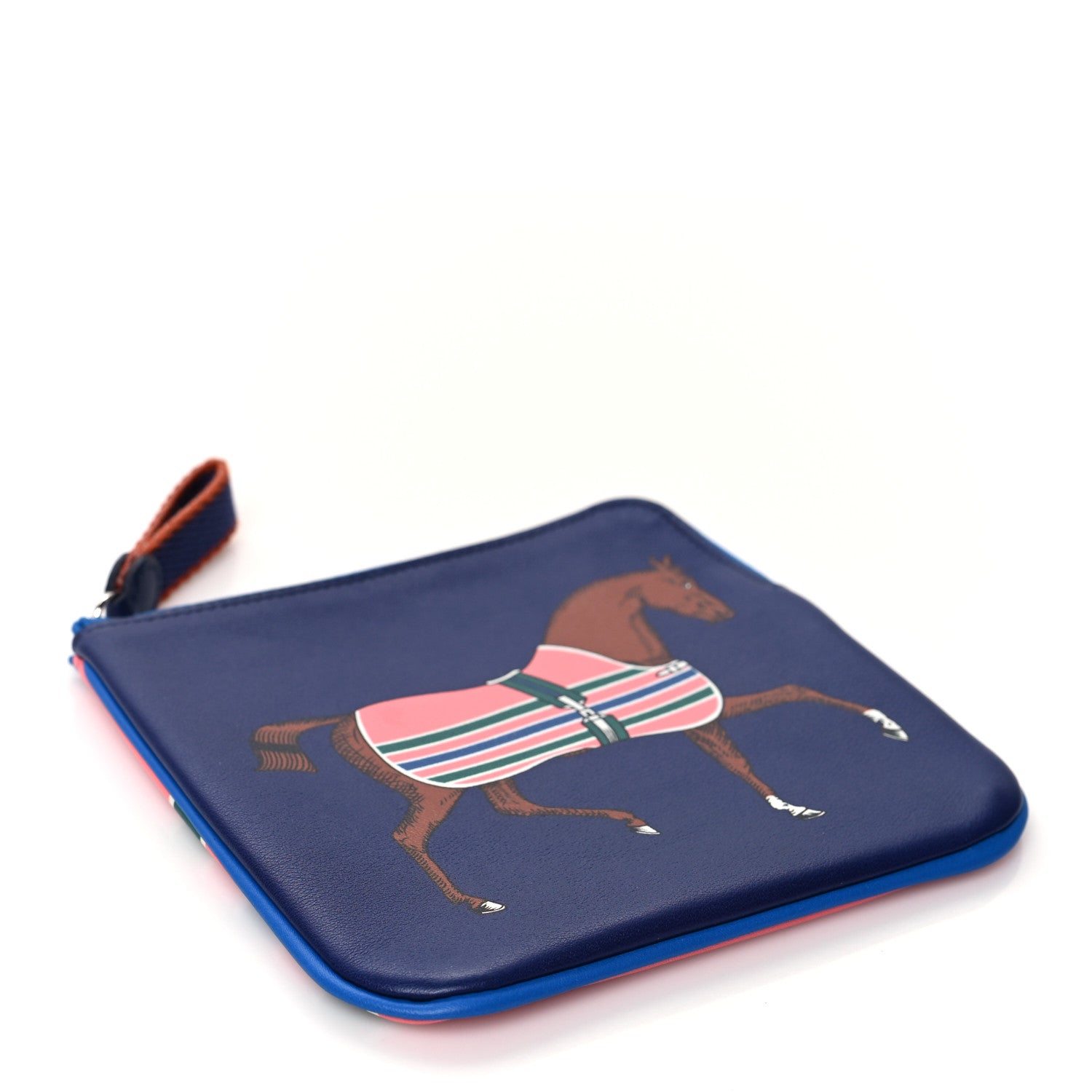 Hermes Swift Couverture Nouvelle Carre Pocket Pouch Bleu Encre Rose D'Ete 4 of 8