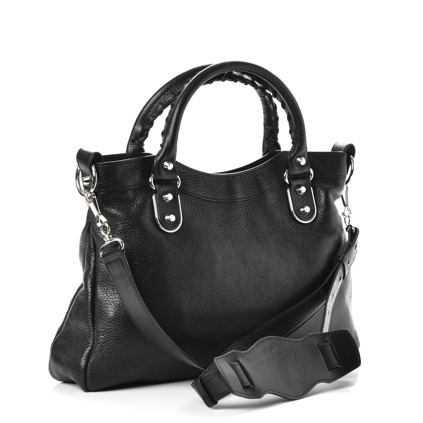 Chevre Silver Metallic Edge Hardware Town Black