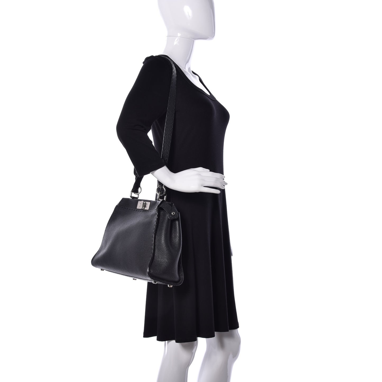 Cuoio Romano Selleria Bi-Color Medium Peekaboo Iconic Satchel Black Mou