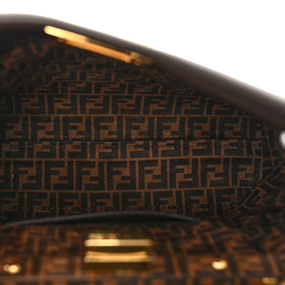 Fendi Vitello Seta Suede FF Mini Peekaboo Iconic Satchel Chocolate Sigaro Marrone 6 of 9