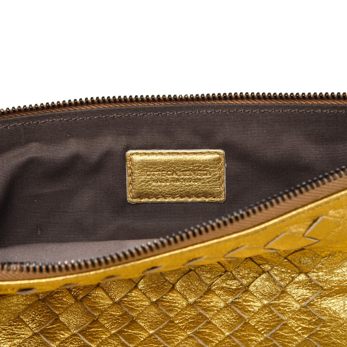 Metallic Intrecciato Pouch Light Gold