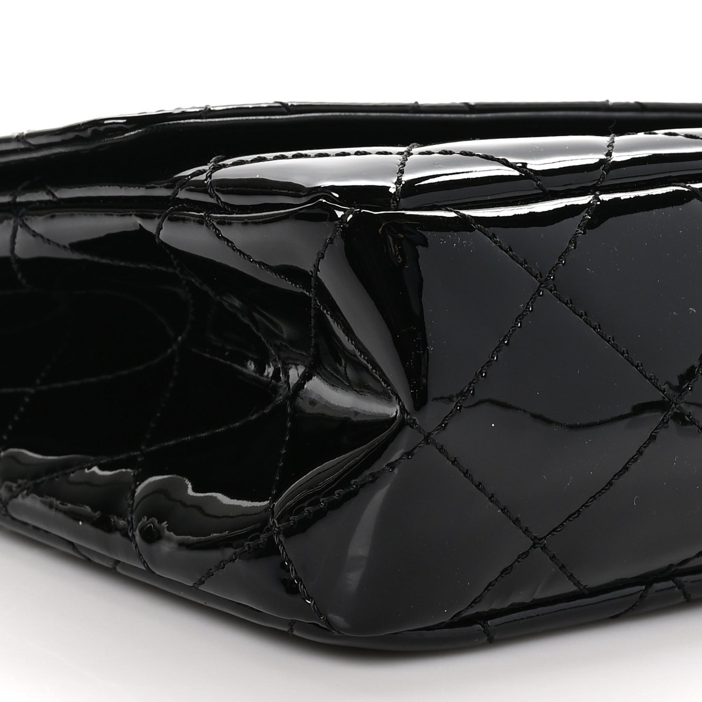 Patent Quilted Jumbo Diagonal CC Flap Black