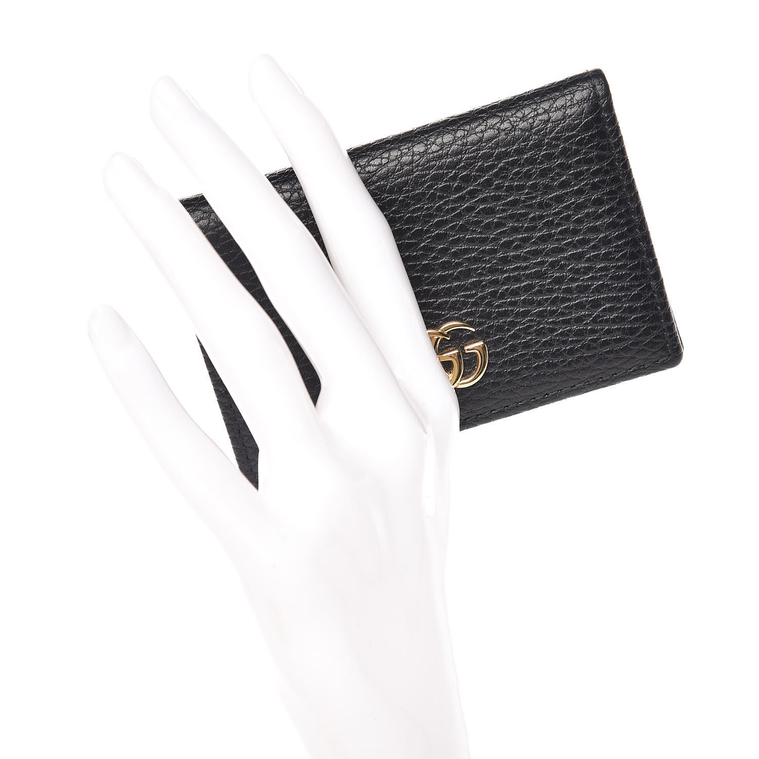 Gucci Pebbled Calfskin GG Marmont Card Case Black 2 of 8