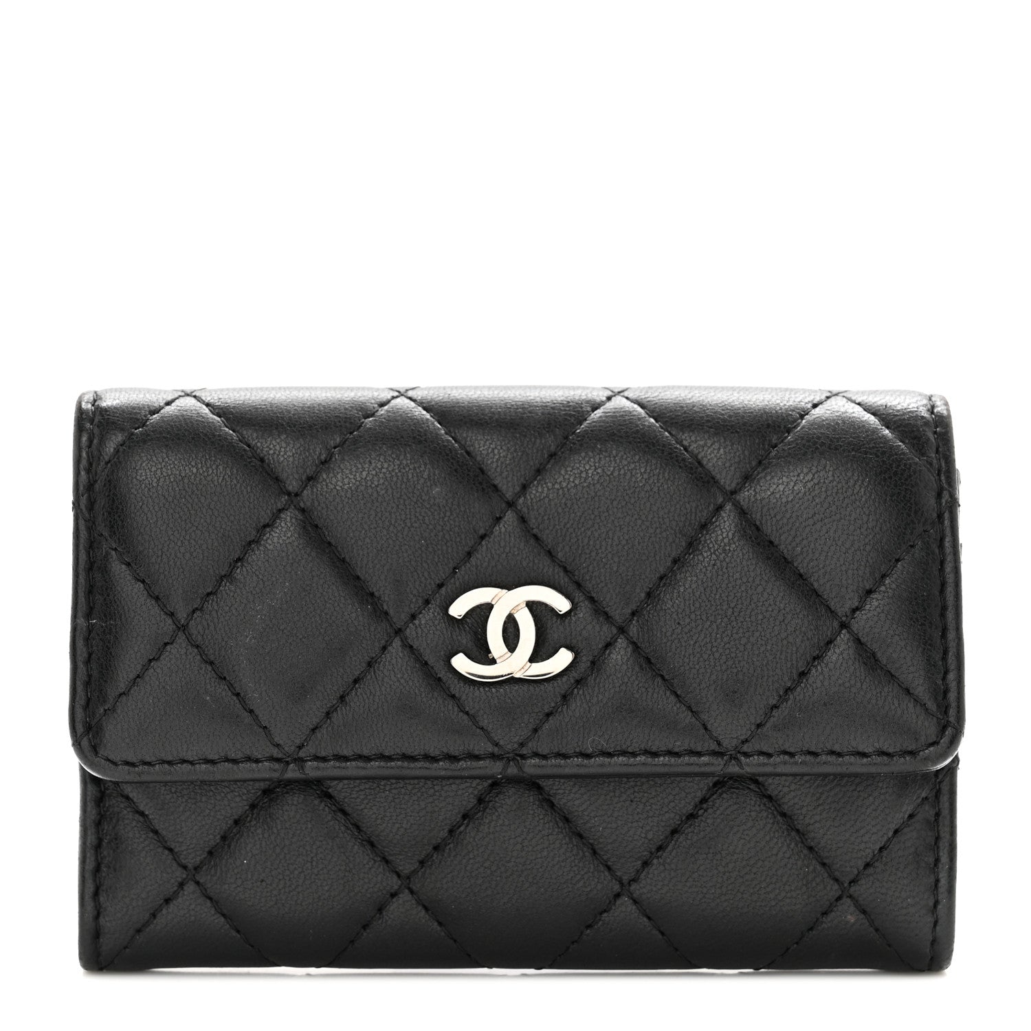 Chanel Lambskin Quilted Flap Card Holder Wallet Black 1 of 9