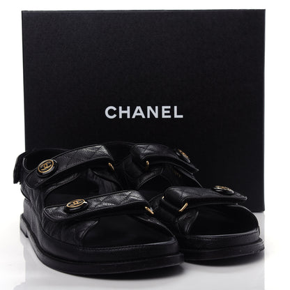 Chanel Grained Calfskin Velcro Dad Sandals 41 Black 11 of 11