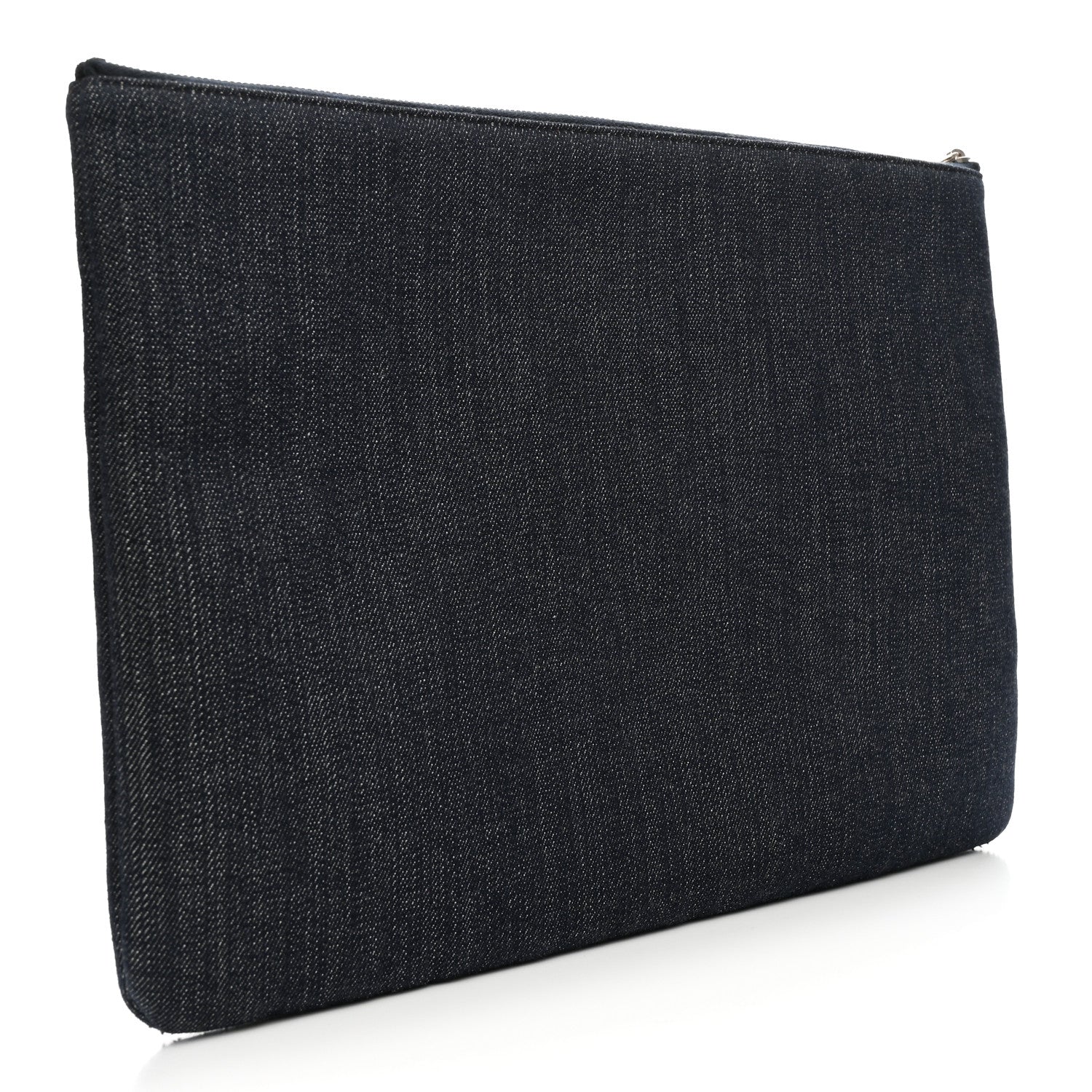Chanel Denim Large Deauville Pouch Clutch Blue Orange 3 of 7