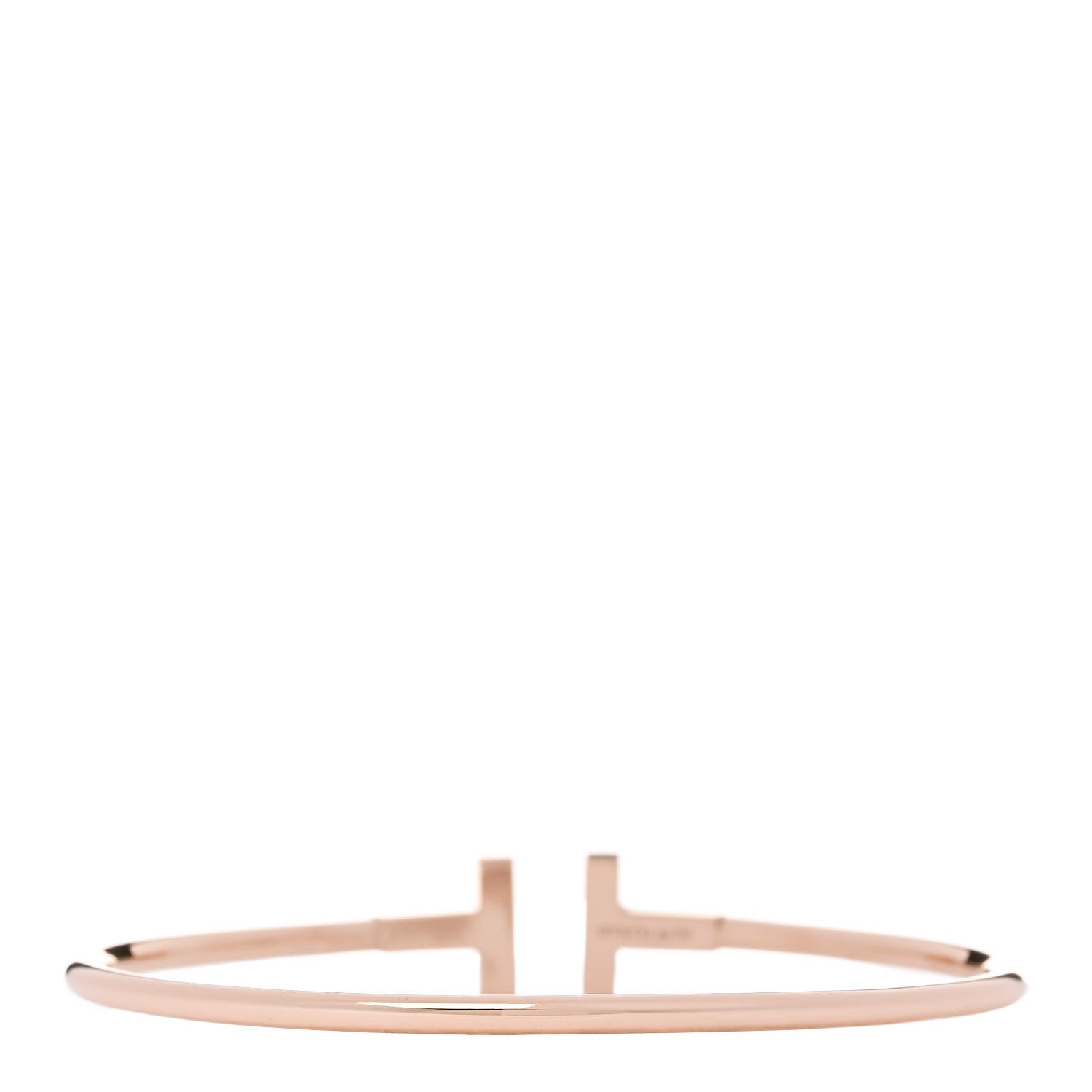 Tiffany 18K Rose Gold Diamond T Wire Bracelet 2 of 3
