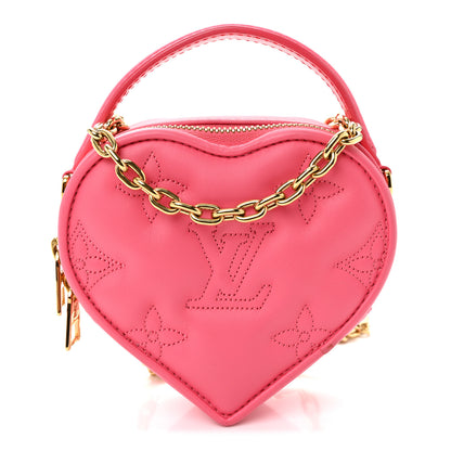 Louis Vuitton Calfskin Embroidered Monogram Pop My Heart Bag Pouch Dragon Fruit Pink 1 of 9