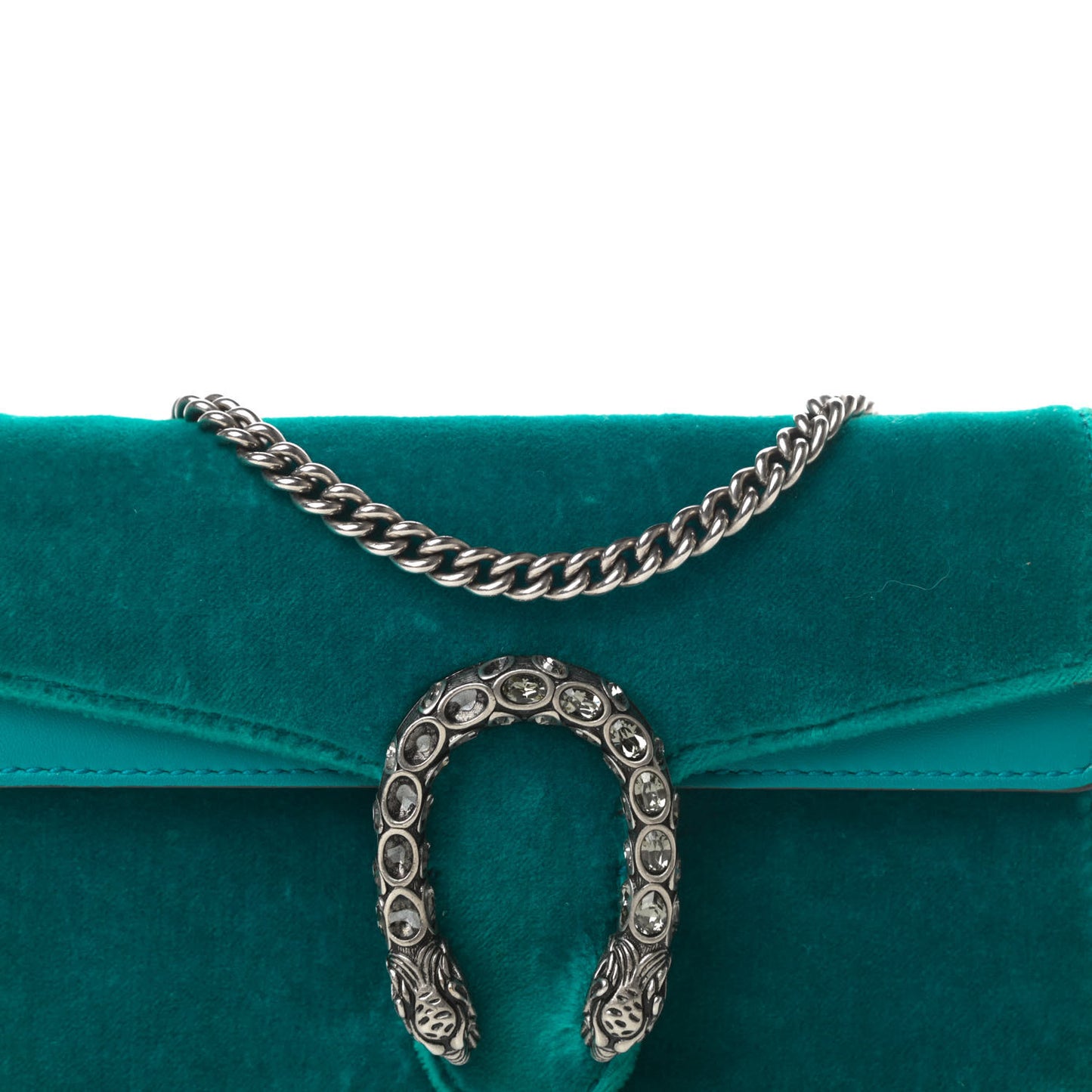 Velvet Super Mini Dionysus Shoulder Bag Pavone Cyan