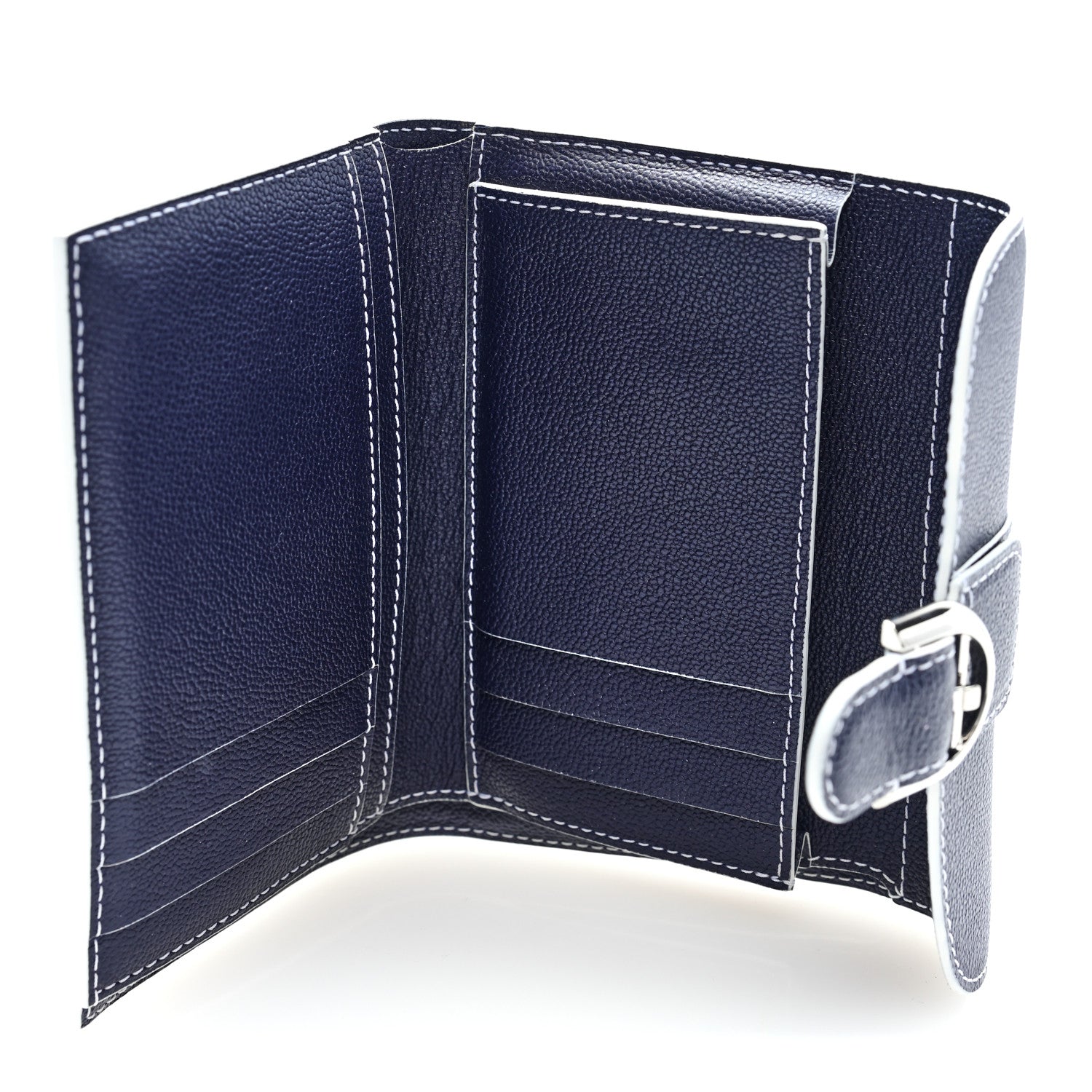 Delvaux Grained Rodeo Calfskin Brillant Compact Wallet Navy 6 of 7